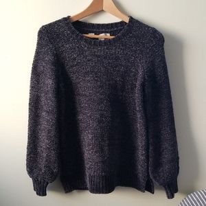 Loft Petite Dark Gray Chenille Blouson Sweater